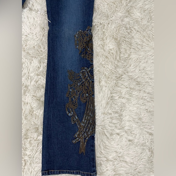 SOLID JEANS True Y2K Vintage Mid Rise Flare Stretch Denim Jeans Embroidered 1 - Picture 7 of 13